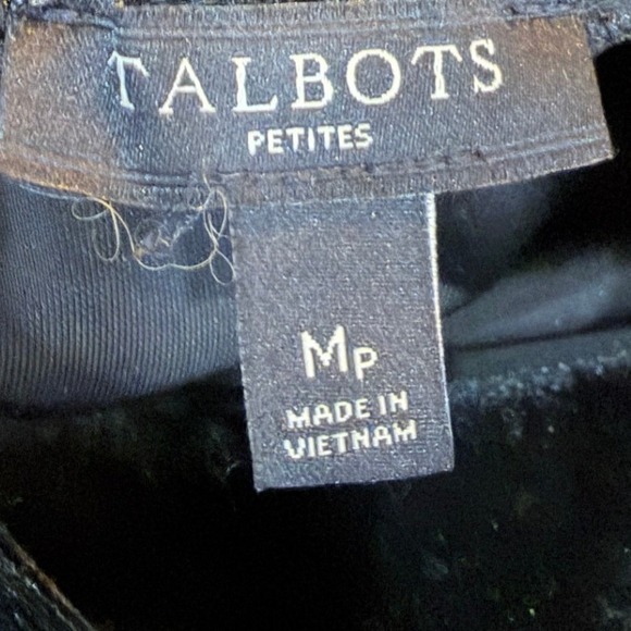 Talbots Black Velvet Mock Neck Top Stretch Petite M - Picture 3 of 10